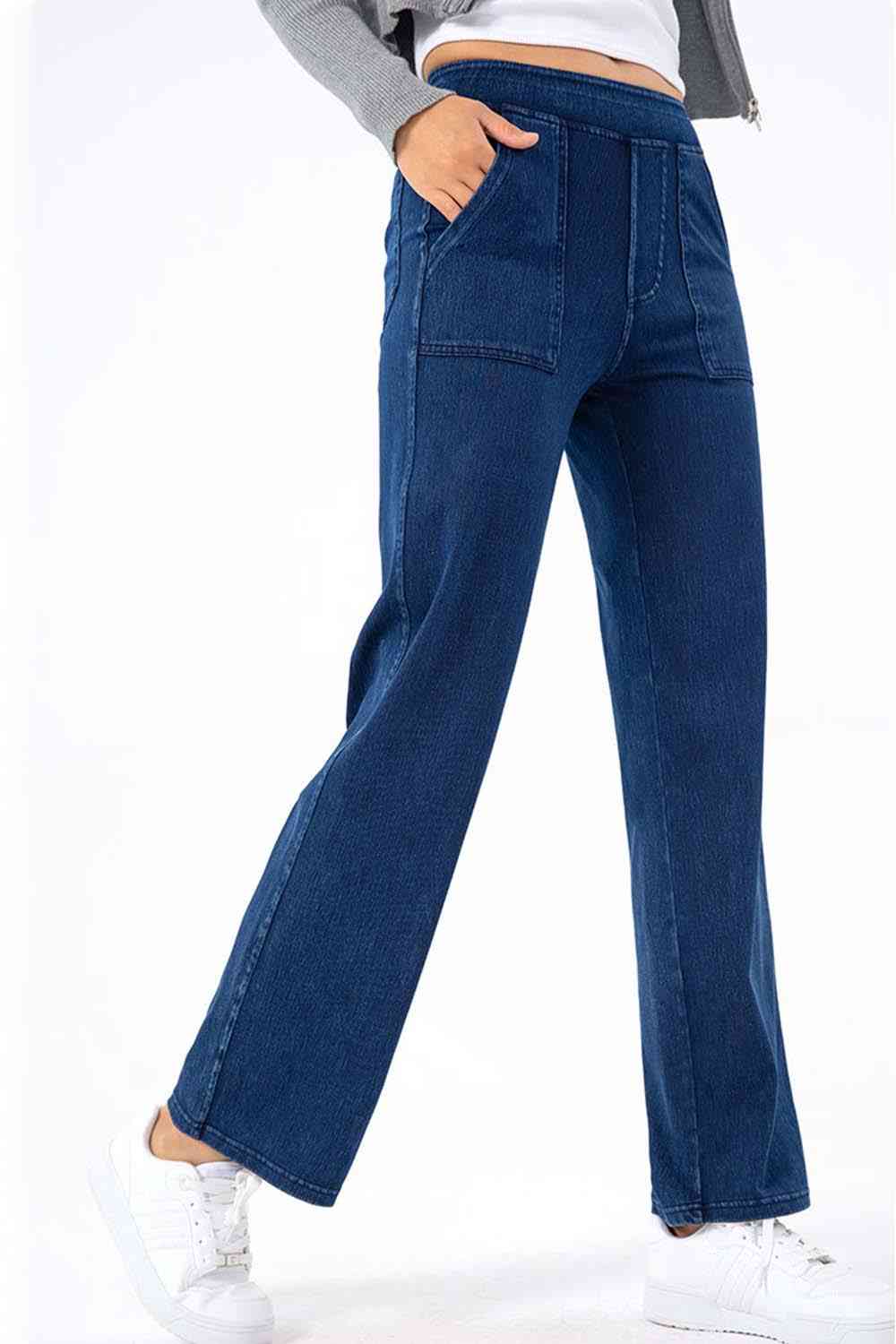 Pocketed Long Jeans Bazaarbey