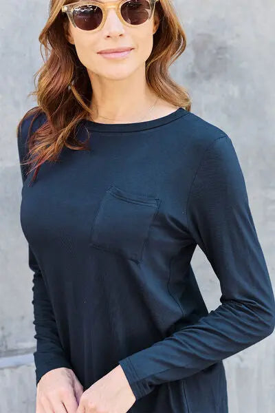  Full Size Round Neck Long Sleeve Top Trendsi
