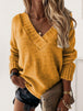 V-Neck Long Sleeve Knit Top Bazaarbey