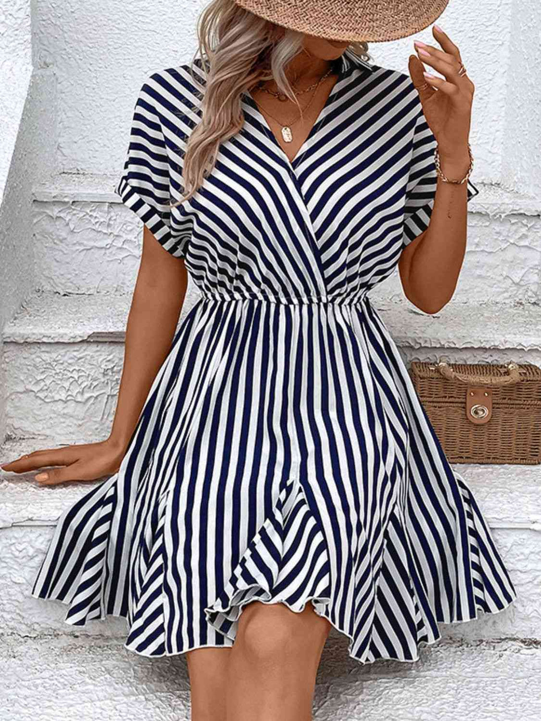 Striped  Mini Dress -BazaarBey - www.shopbazaarbey.com