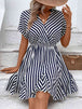 Striped  Mini Dress -BazaarBey - www.shopbazaarbey.com