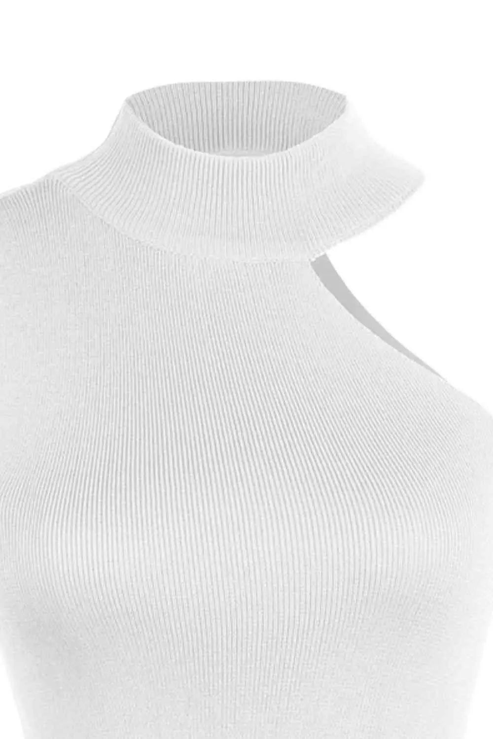 Asymmetrical Sleeveless Rib-Knit Top Trendsi