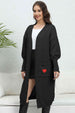 Lantern Sleeve Open Front Pocketed Cardigan Trendsi