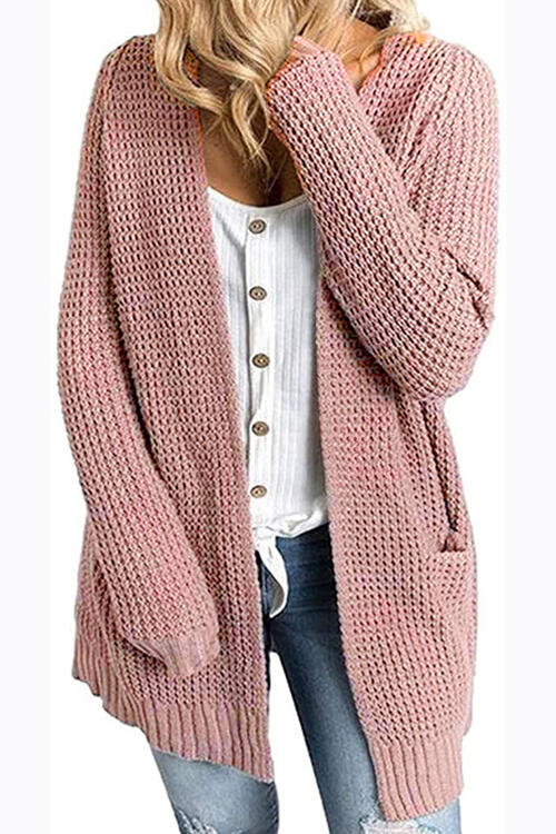 Rib-Knit  Pocketed Cardigan Trendsi