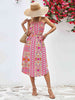 Printed Strapless Tie Belt Dress -BazaarBey - www.shopbazaarbey.com