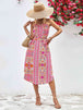 Printed Strapless Tie Belt Dress -BazaarBey - www.shopbazaarbey.com