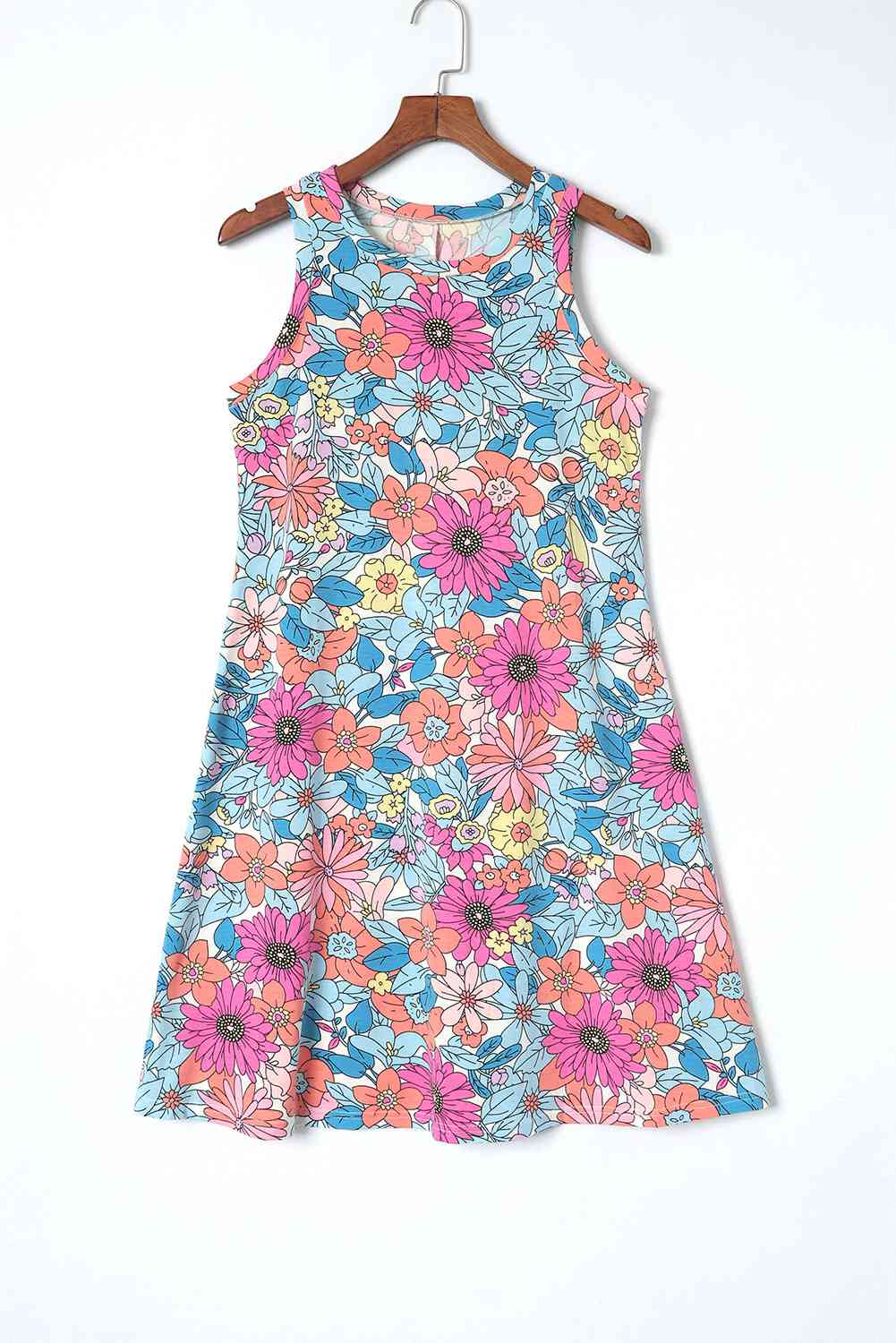 Floral Round Neck Sleeveless Dress -BazaarBey - www.shopbazaarbey.com