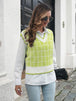 Plaid V-Neck Sweater Vest Trendsi