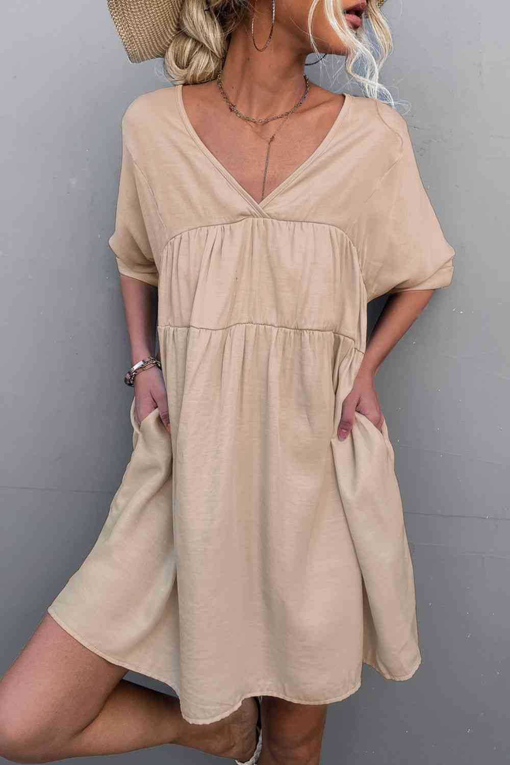 Tie Back Pocket Mini Dress -BazaarBey - www.shopbazaarbey.com