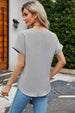 Notched Neck Cuffed Sleeve Shirt Bazaarbey