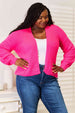 Woven Right Rib-Knit Open Front Drop Shoulder Cardigan Bazaarbey