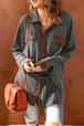  Contrast Waffle-Knit Shirt Jacket Bazaarbey