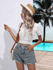  V-Neck Short Sleeve Knit Top Trendsi