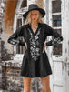Floral Collared Neck Long Sleeve Dress -BazaarBey - www.shopbazaarbey.com