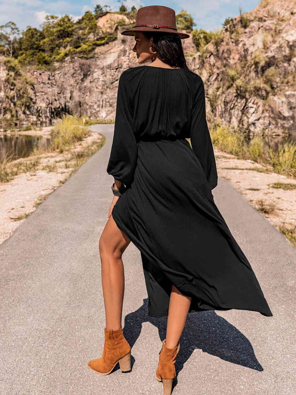 Long Sleeve Round Neck Dress -BazaarBey - www.shopbazaarbey.com