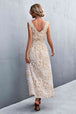 Printed V-Neck Tie Waist Maxi Dress Bazaarbey