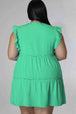 Plus Size V-Neck Frill Trim Mini Dress -BazaarBey - www.shopbazaarbey.com