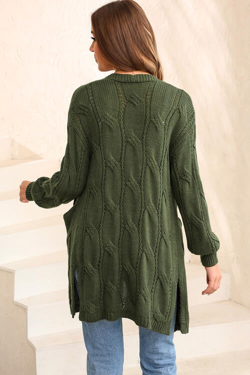 Cable-Knit Dropped Shoulder Cardigan Bazaarbey