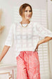  Ribbed Trim Round Neck Knit Top Bazaarbey