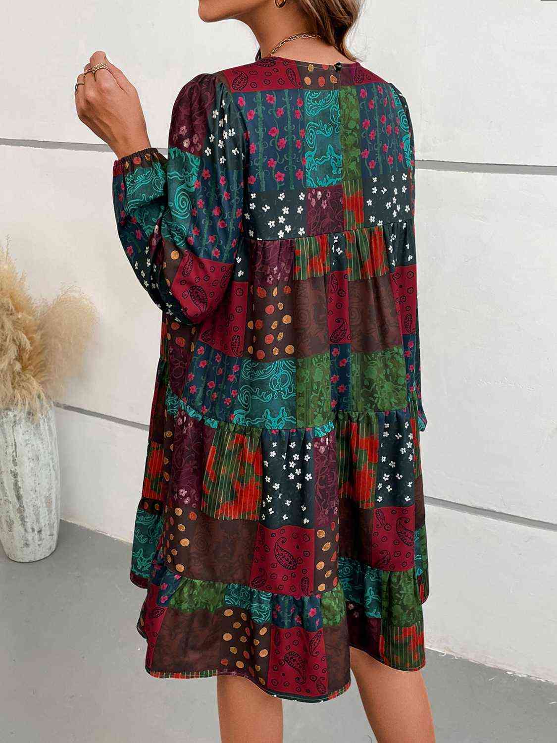  Round Neck Long Sleeve Dress -BazaarBey - www.shopbazaarbey.com