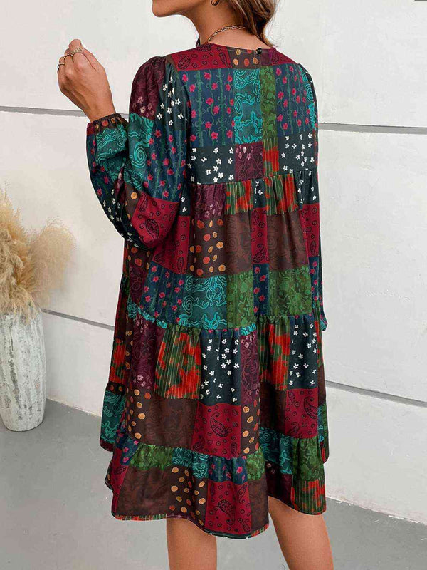  Round Neck Long Sleeve Dress -BazaarBey - www.shopbazaarbey.com