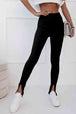 High Waist Ribbed Slit Leggings Bazaarbey
