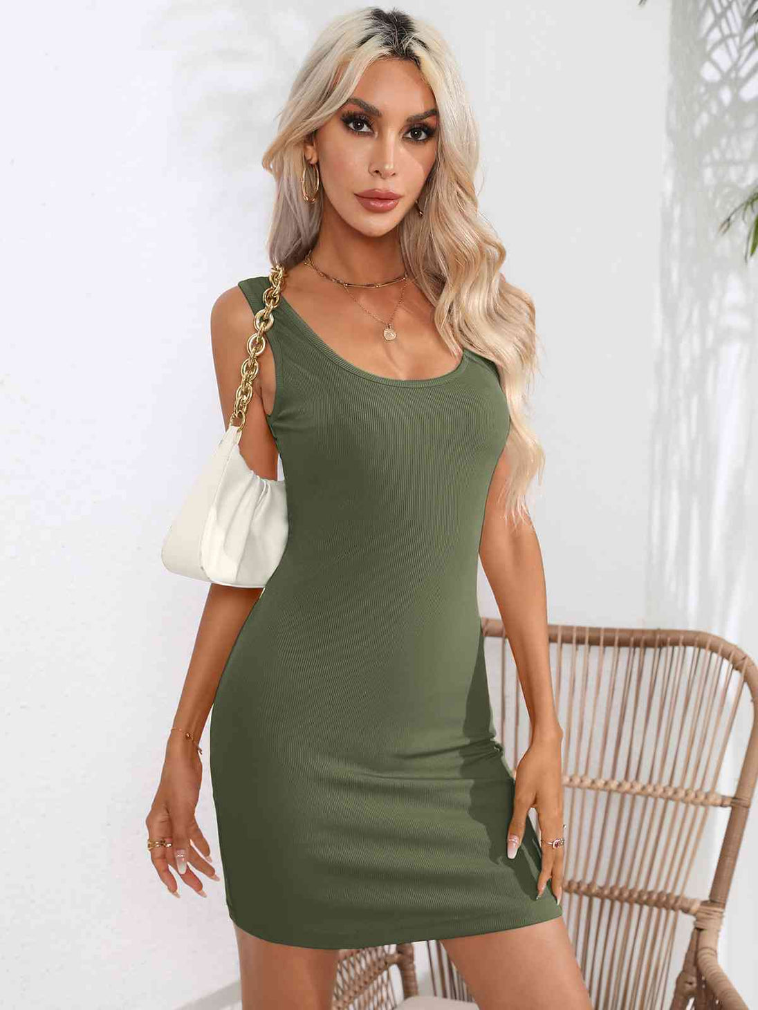 Scoop Neck Sleeveless Bodycon Dress Bazaarbey