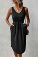 V-Neck Curved Hem Sleeveless Dress -BazaarBey - www.shopbazaarbey.com
