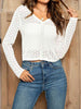 V-Neck Long Sleeve Buttoned Knit Top Trendsi