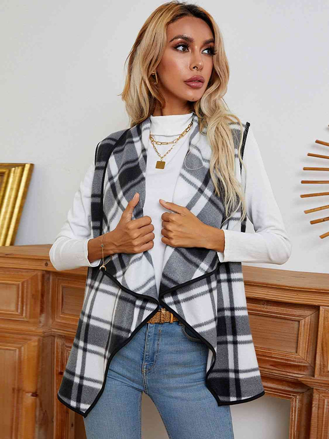 Plaid  Vest Trendsi