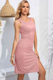 Round Neck Slit Sleeveless Dress -BazaarBey - www.shopbazaarbey.com