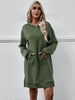 Slit Long Sleeve Hooded Dress with Pocket -BazaarBey - www.shopbazaarbey.com