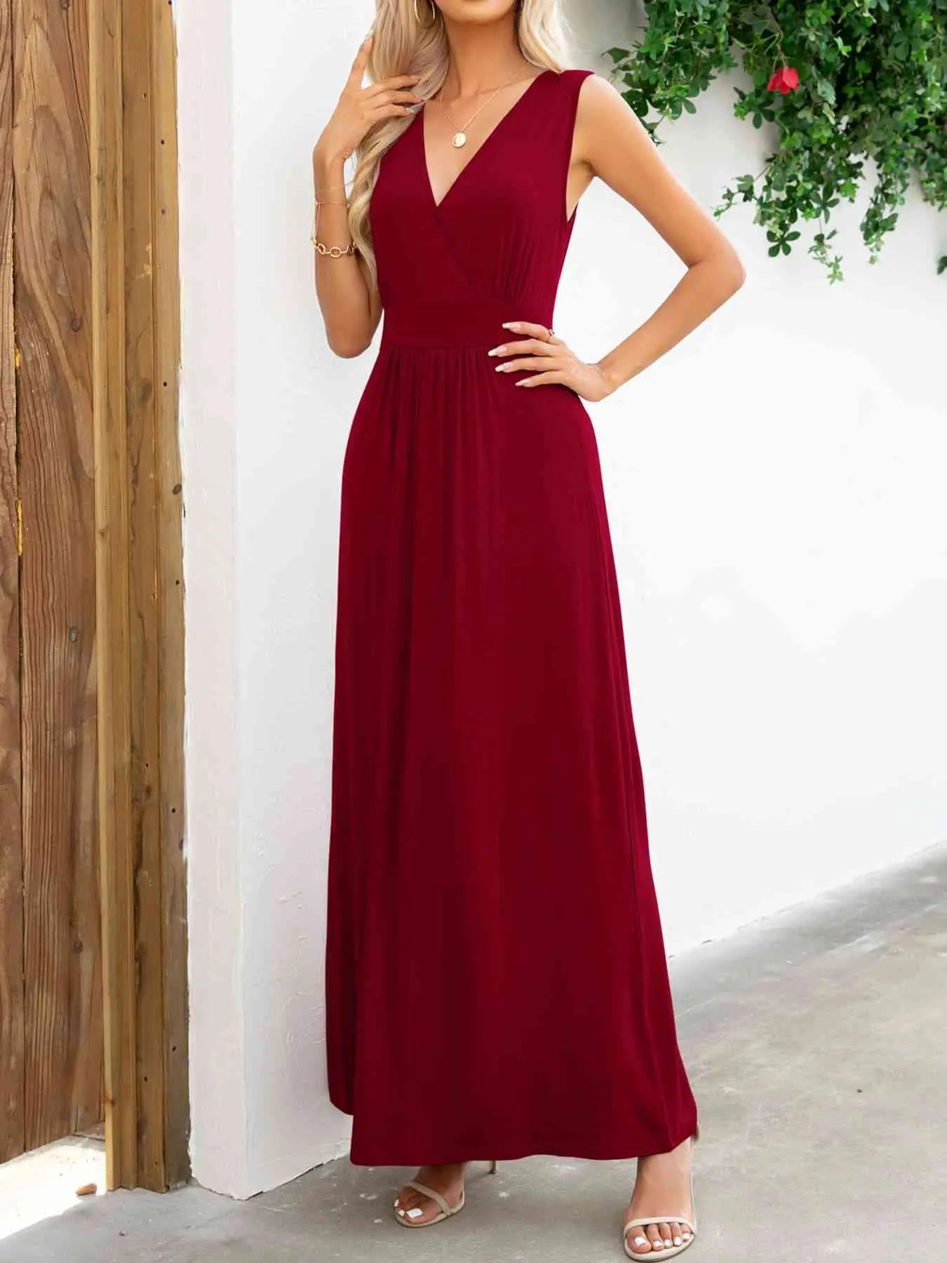  Neck Sleeveless Maxi Dress -BazaarBey - www.shopbazaarbey.com