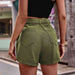 Belted Denim Shorts with Pockets Bazaarbey