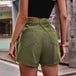 Belted Denim Shorts with Pockets Bazaarbey