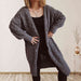 Cable-Knit Open Front Dropped Shoulder Cardigan Trendsi
