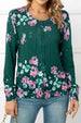  Floral Button Front Round Neck Cardigan Trendsi