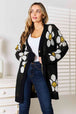 BazaarBey  Floral Button Down Longline Cardigan Bazaarbey