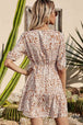 Printed Tie Front Plunge Dress -BazaarBey - www.shopbazaarbey.com