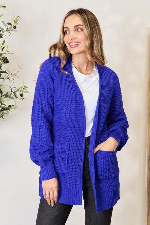 BazaarBey   Waffle-Knit Open Front Cardigan Bazaarbey