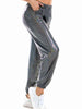 Glitter Elastic Waist Pants with Pockets Bazaarbey