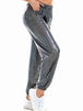 Glitter Elastic Waist Pants with Pockets Bazaarbey