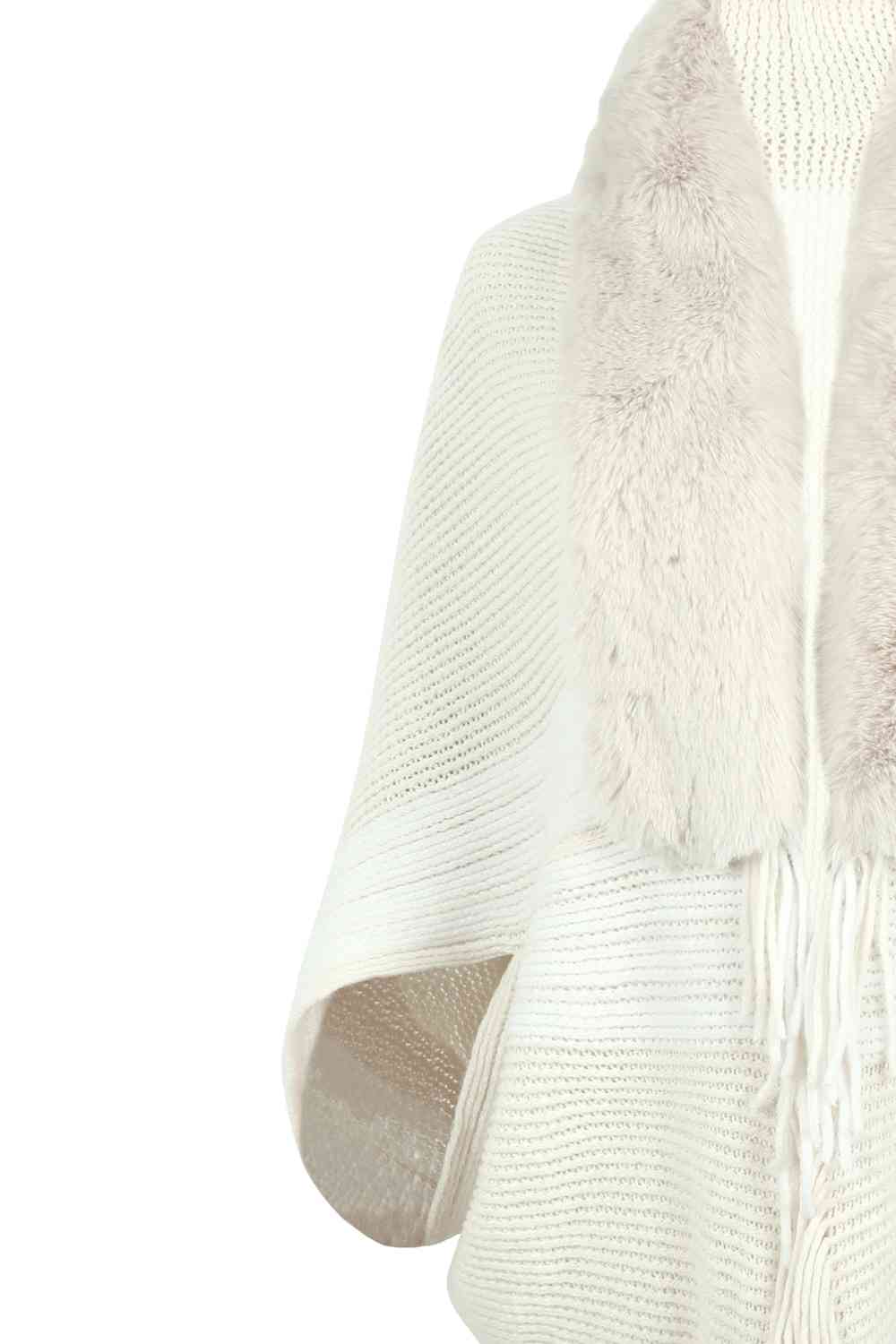 Striped Fringe Detail Long Sleeve Poncho Bazaarbey
