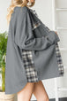 Plaid Button Down Collared Jacket Trendsi