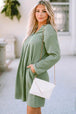 Notched Long Sleeve Dress with Pockets -BazaarBey - www.shopbazaarbey.com