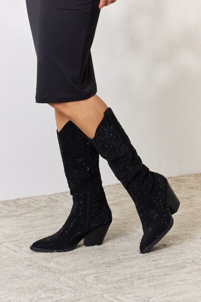  Rhinestone Knee High Cowboy Boots Trendsi
