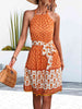 Floral Halter Neck Tie Waist Dress -BazaarBey - www.shopbazaarbey.com