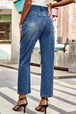 Distressed Buttoned Jeans with Pockets Trendsi