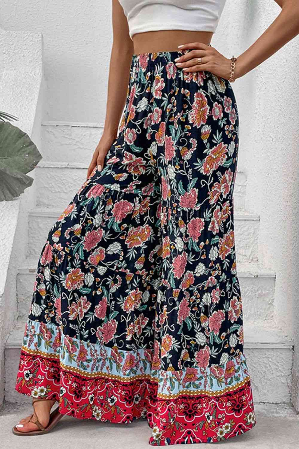 Floral High Waist Palazzo Pants Bazaarbey