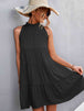 Tie Back Mock Neck Tiered Dress -BazaarBey - www.shopbazaarbey.com